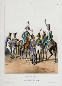 32466 Afbeelding van enige leden van de garde d' honneur, te voet en te paard.01-01-1812-31-12-1812